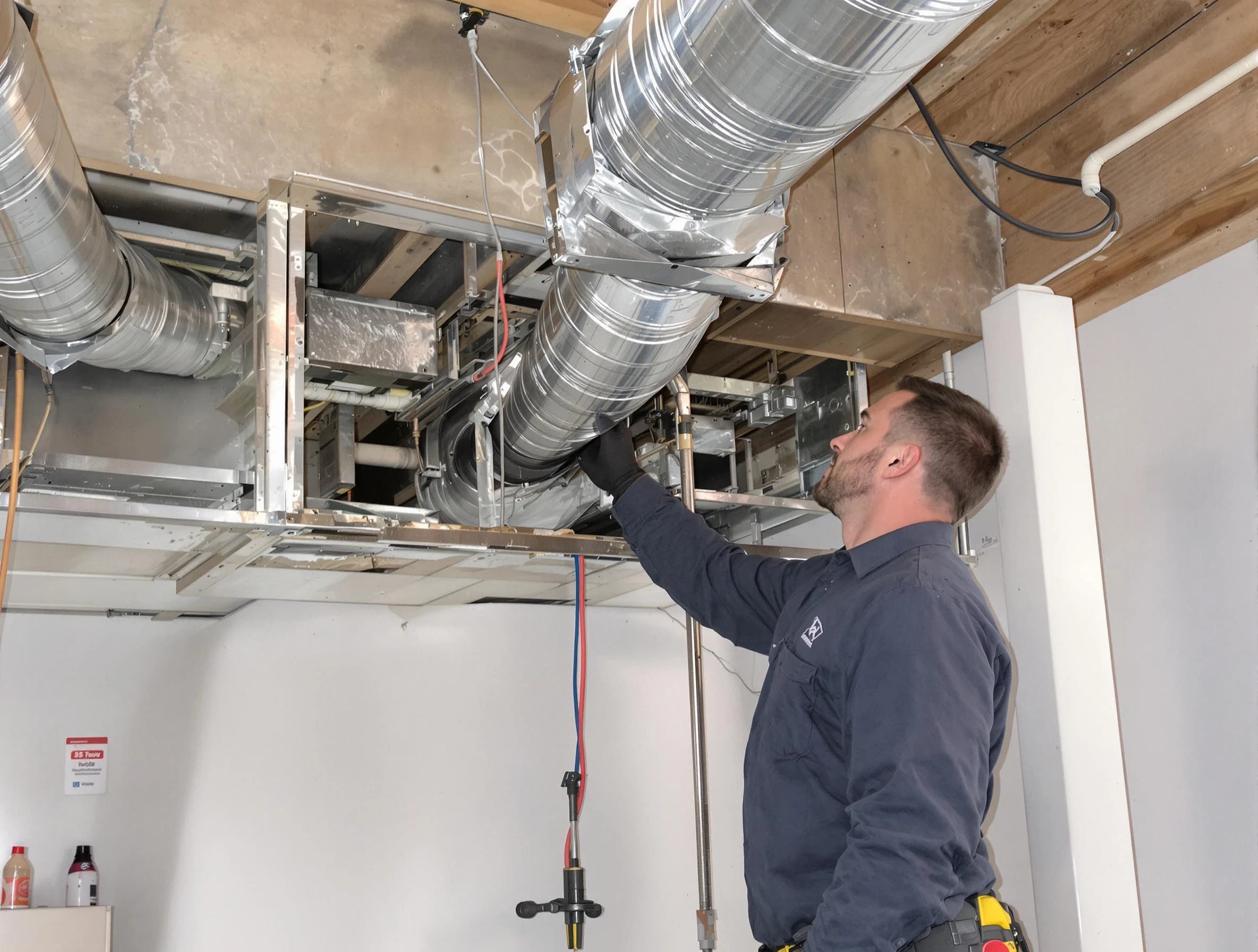 Casa Grande Air Duct Cleaning technician performing professional air duct repair using specialized tools in Casa Grande