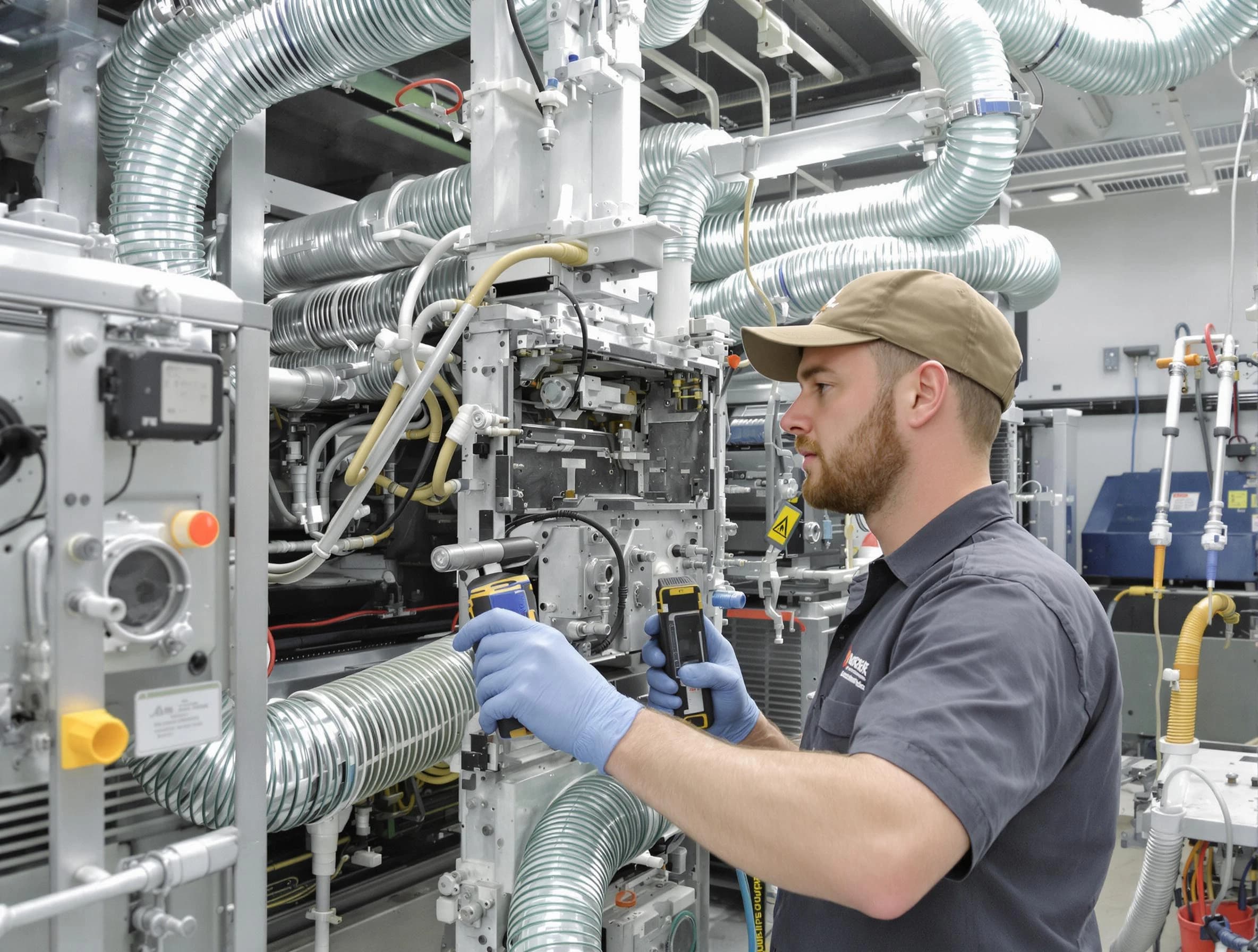 Casa Grande Air Duct Cleaning technician performing precision commercial coil cleaning at a business facility in Casa Grande