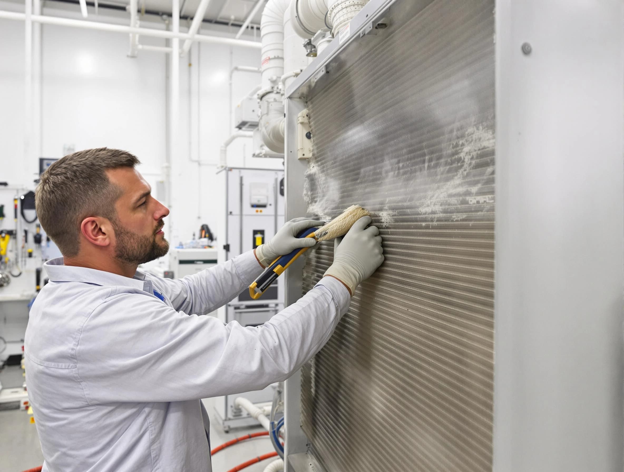 Casa Grande Air Duct Cleaning technician performing precision commercial coil cleaning at a Casa Grande business