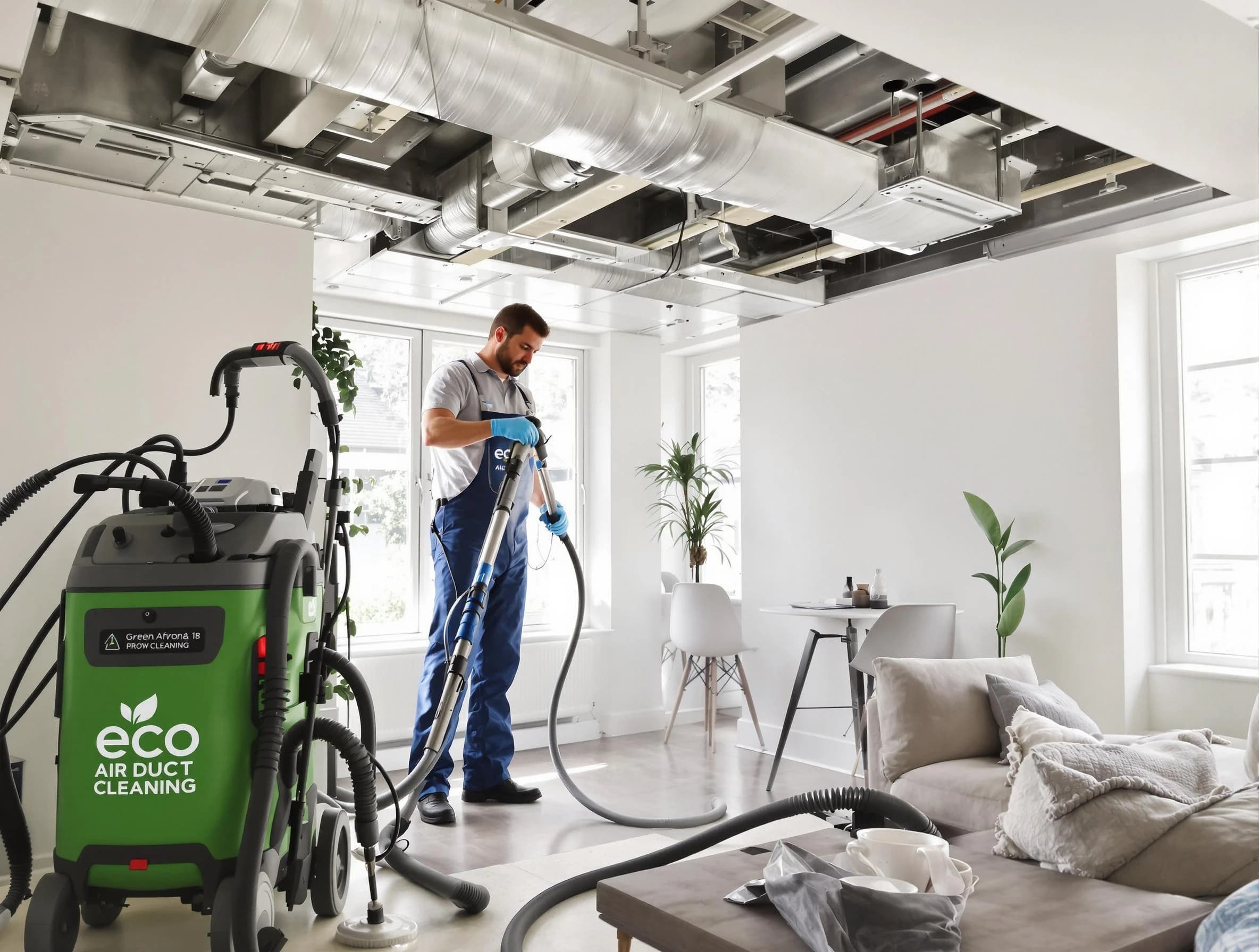 Casa Grande Air Duct Cleaning technician performing eco-friendly duct cleaning using sustainable methods in Casa Grande
