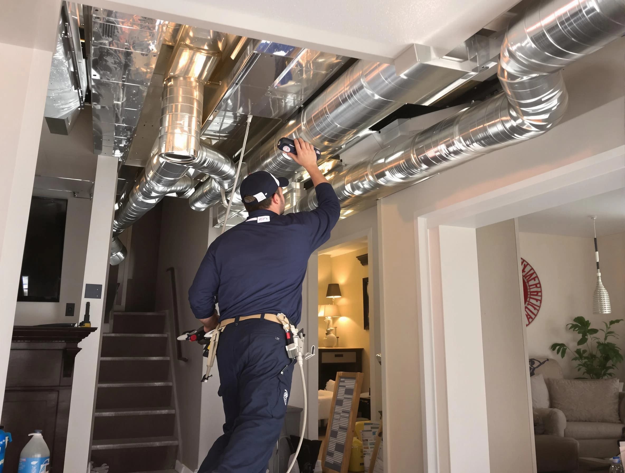 Casa Grande Air Duct Cleaning expert performing specialized duct cleaning in a mobile home in Casa Grande